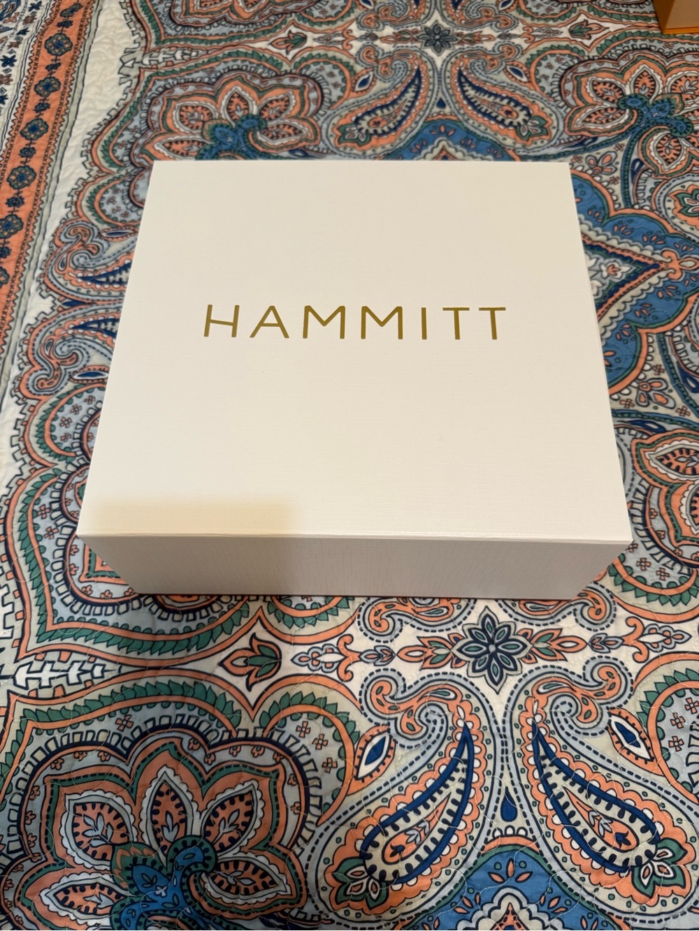 Hammitt Cream Box with Gold Lettering